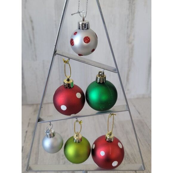 Silver Tree frame ball ornament glitter Xmas Decor figure - Picture 3 of 12
